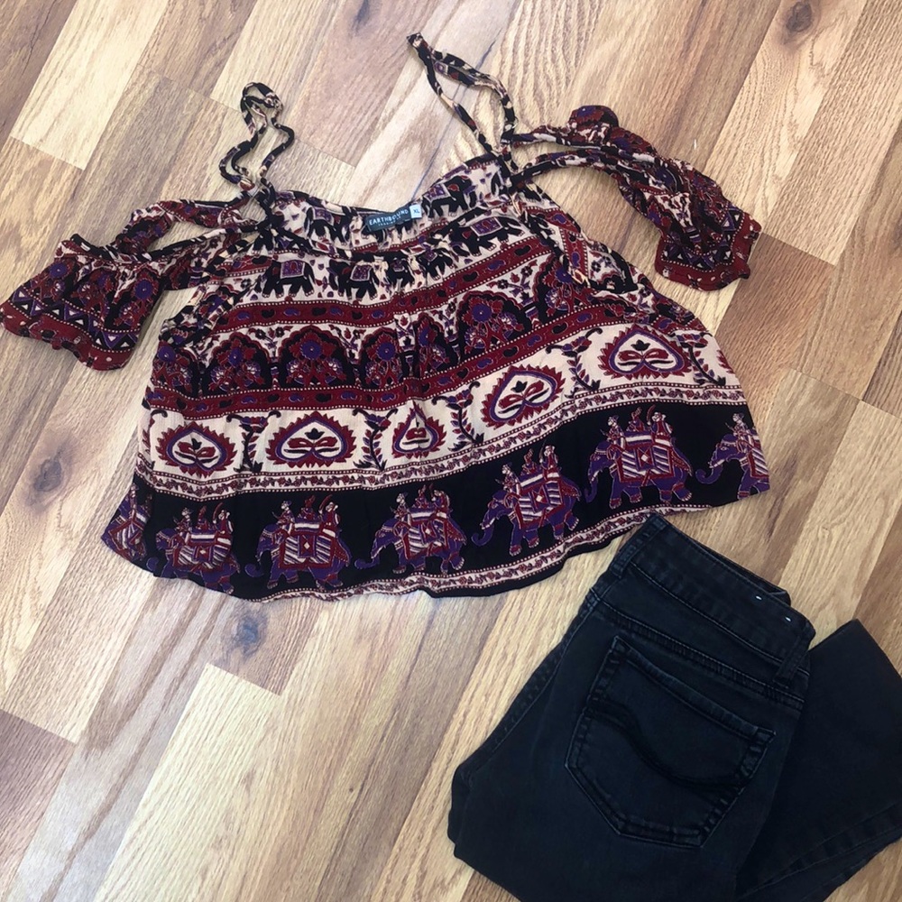 Off-the-Shoulder Mandala Top
